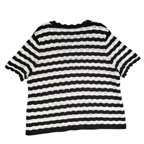 Talbots Sweater Womens Size XL Open Knit Short Sleeve Coastal Stripe New - Picture 4 of 10